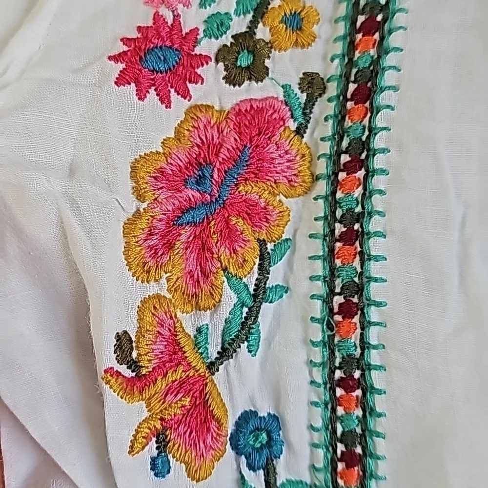 Johny Was 3J Workshop White Embroidered Top - Picture 9 of 10